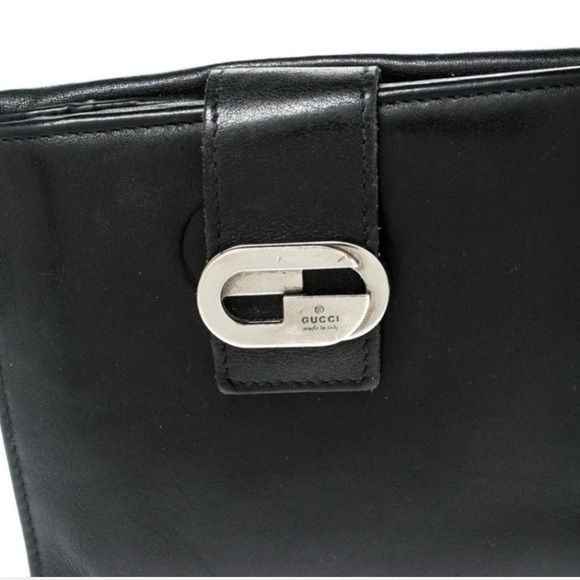Gucci Black Leather Bifold Wallet w/ Silver Snap | Made in Italy - Picture 6 of 8